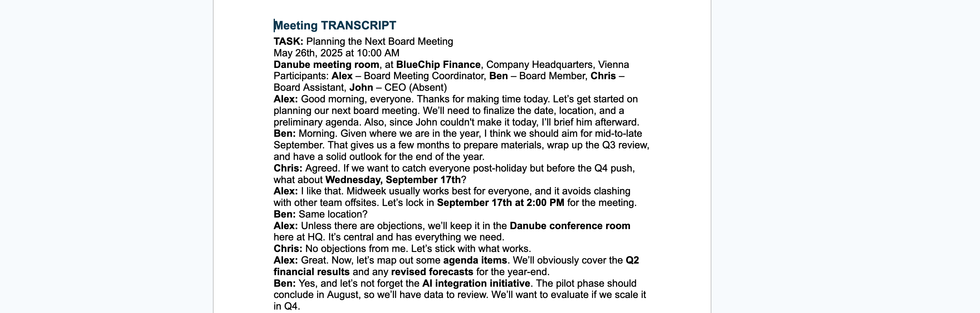 meeting transcript
