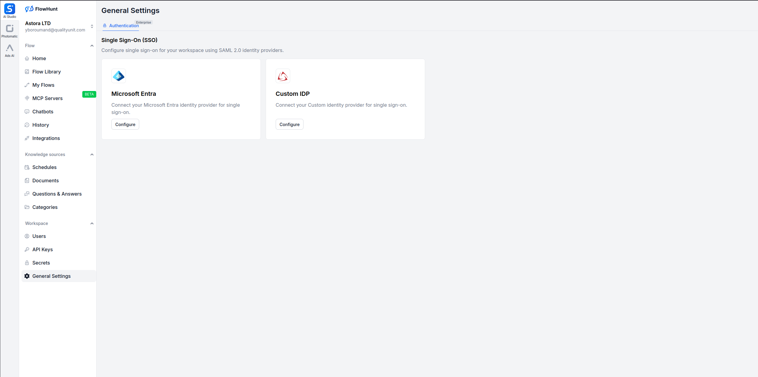 FlowHunt SSO Login