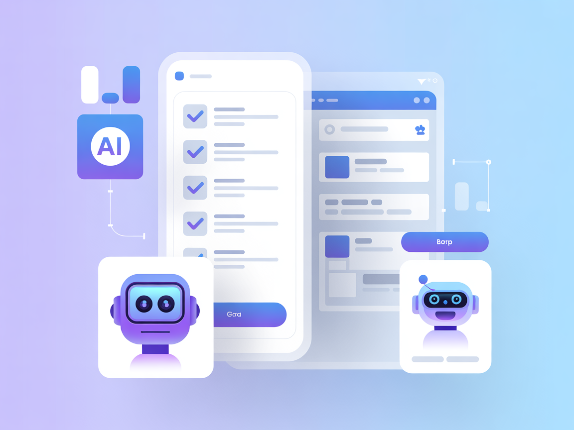 Minimalist illustration of todo list app with AI chatbot integration