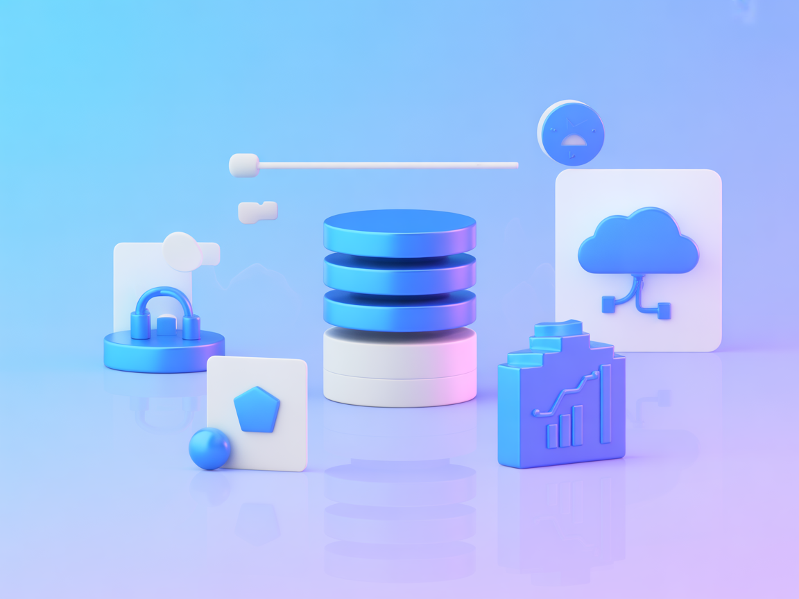 Minimalist icons showing message broker management and AI agent operations