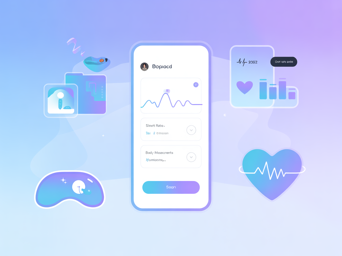 Minimalist vector illustration for sleep, heart rate, and body metric monitoring