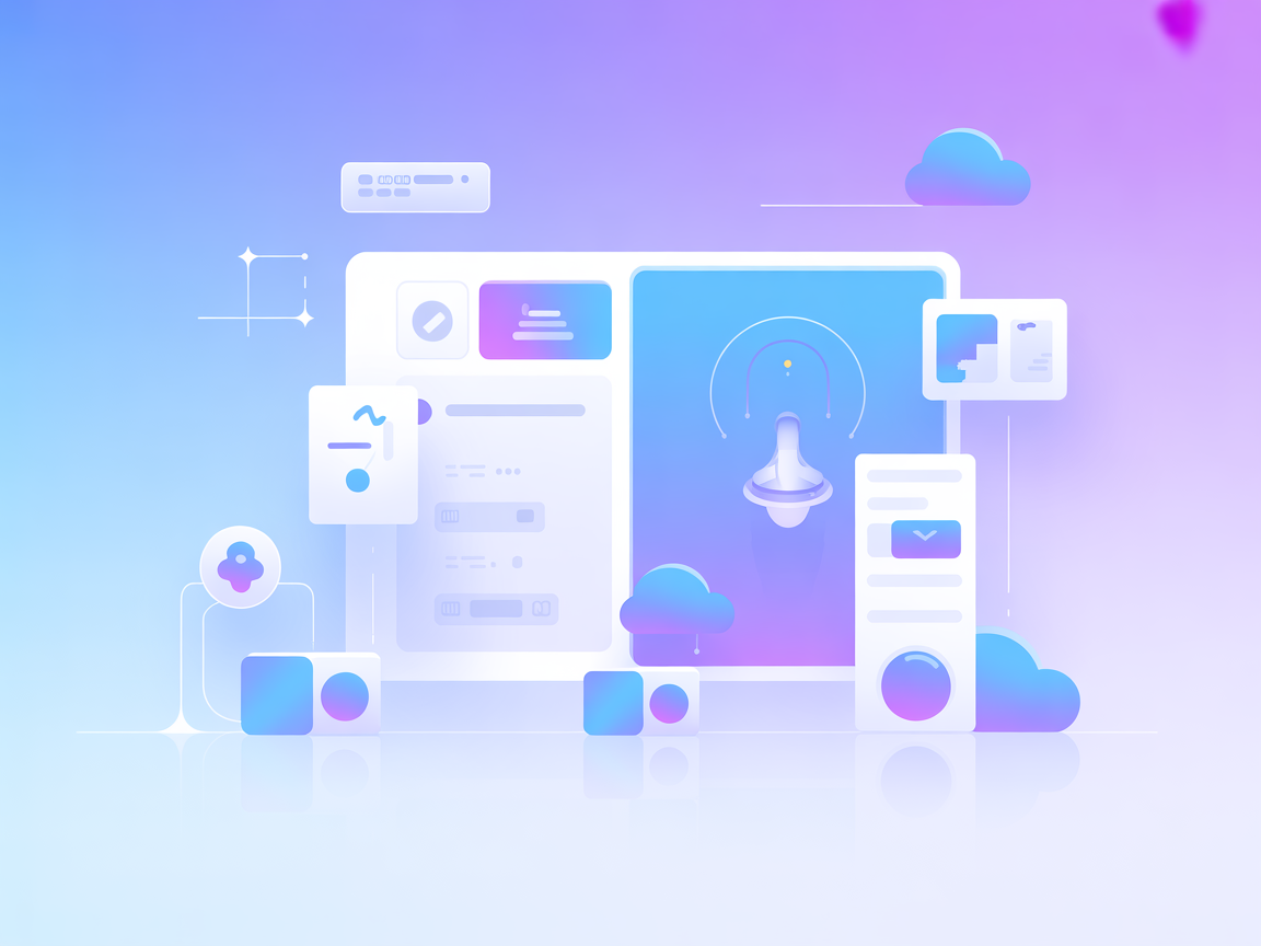 Minimalist illustration showing API integration and cloud workflow