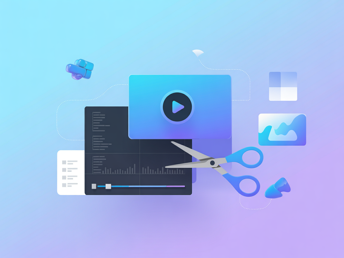 Minimalist cloud upload and search icons for video editing