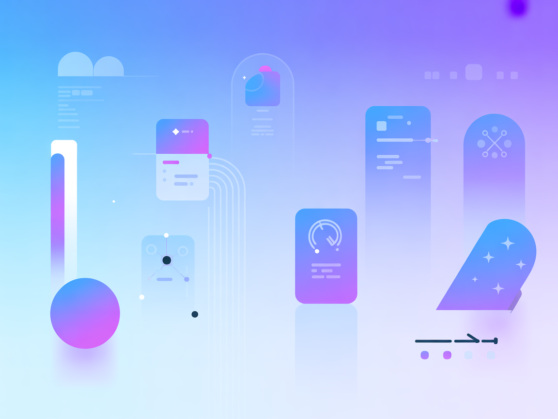Minimalist blue-purple gradient vector showing container orchestration and server management