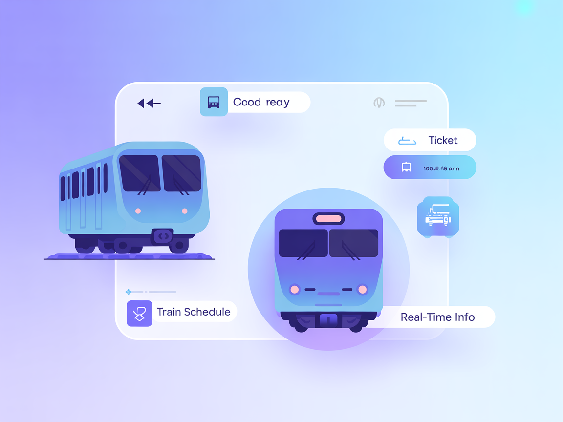 Minimalist vector image representing real-time train schedules and travel information