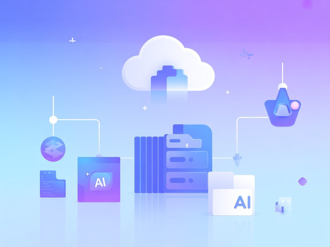 Minimalist vector showing cloud storage, buckets, and files