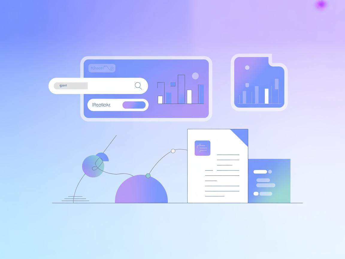 Vector image with page, search, and document highlight icons