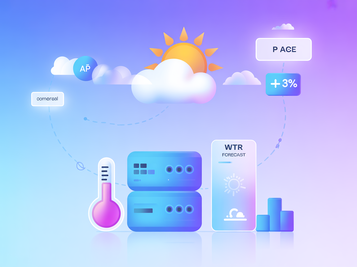 Minimalist weather server and forecast illustration