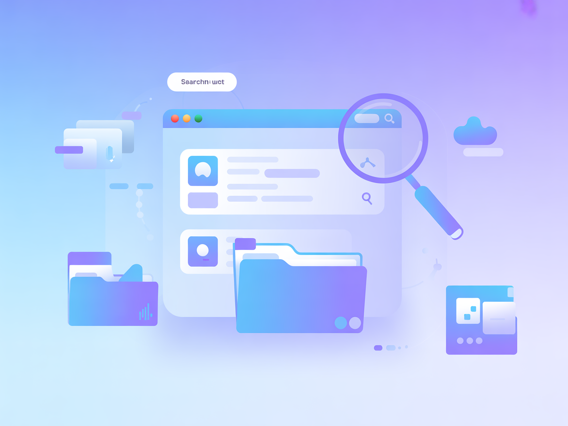 Minimalist vector illustration representing fast, cross-platform file search