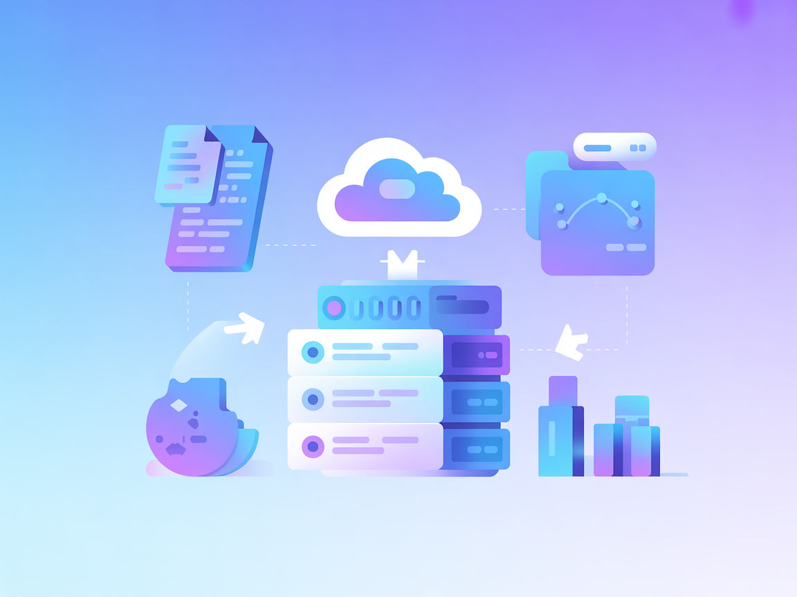 Minimalist SaaS illustration showing spreadsheet and server icons