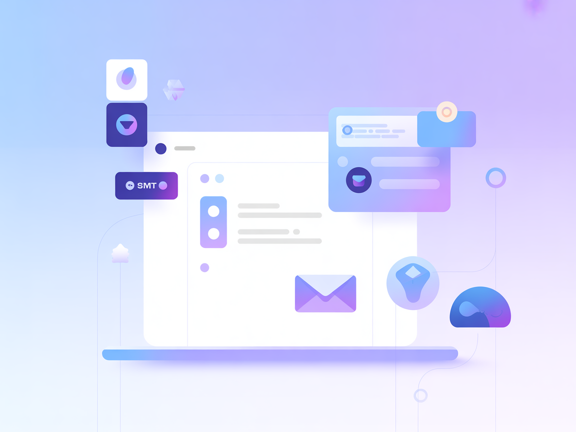 Minimalist vector image of sending emails securely with attachments