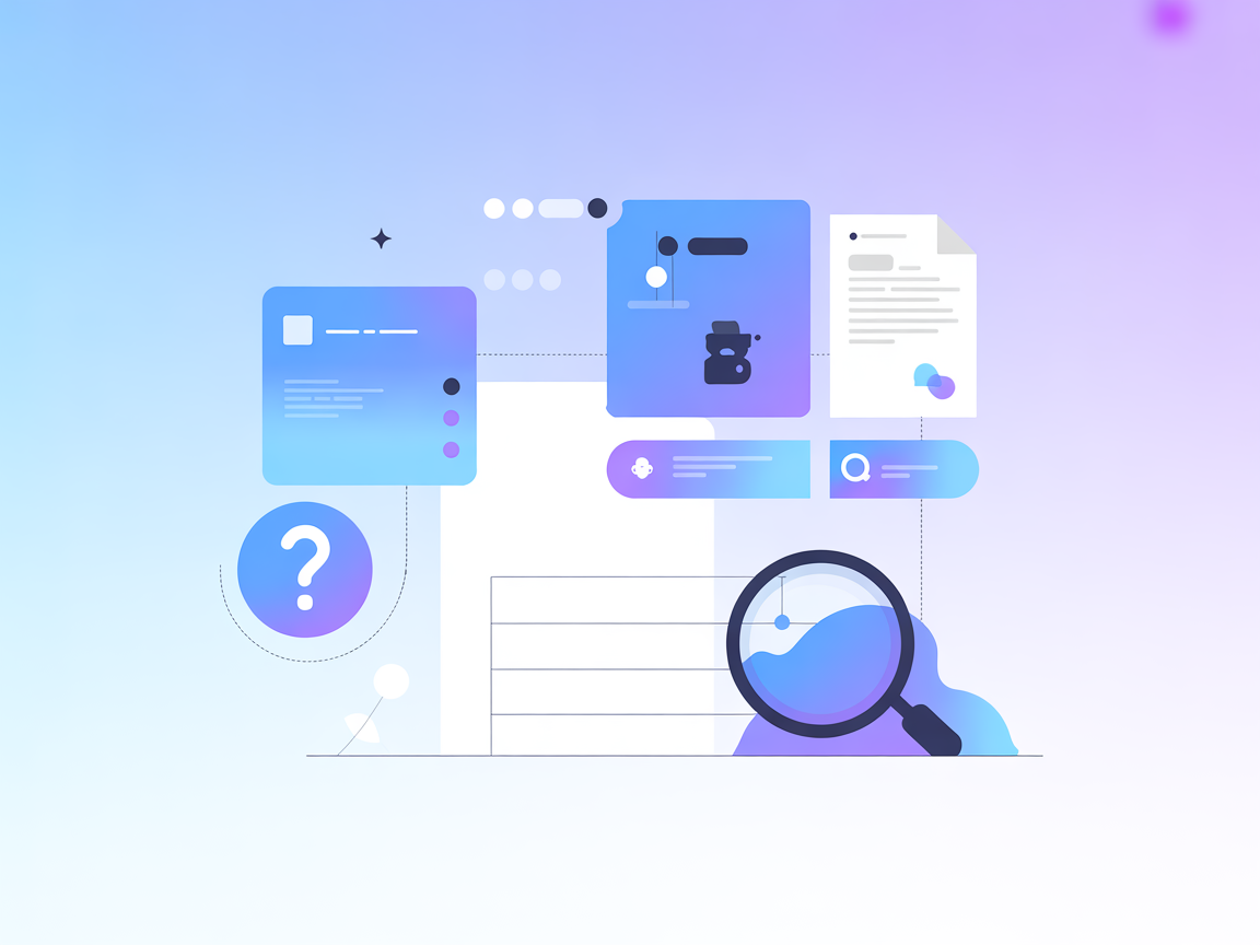 Minimalist vector illustration representing deep research with blue and purple gradient