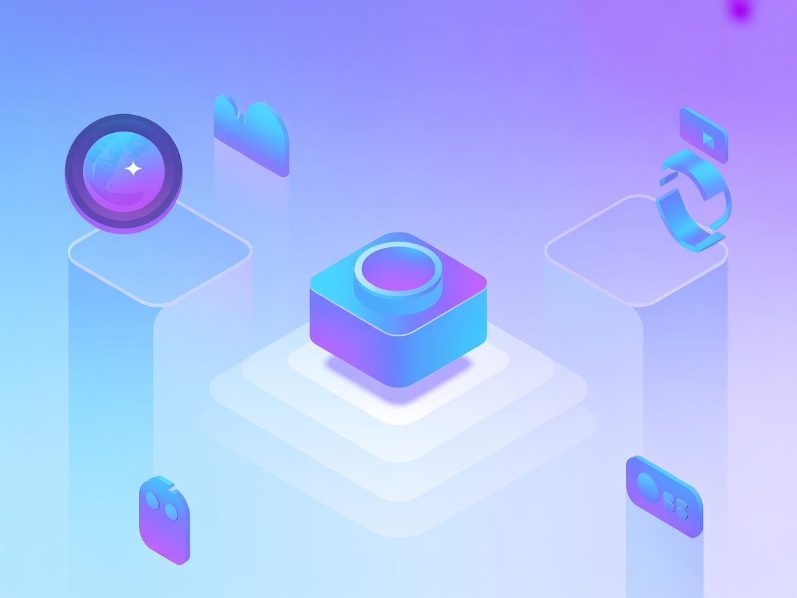 Container and server deployment icons in a minimalist blue-purple SaaS style