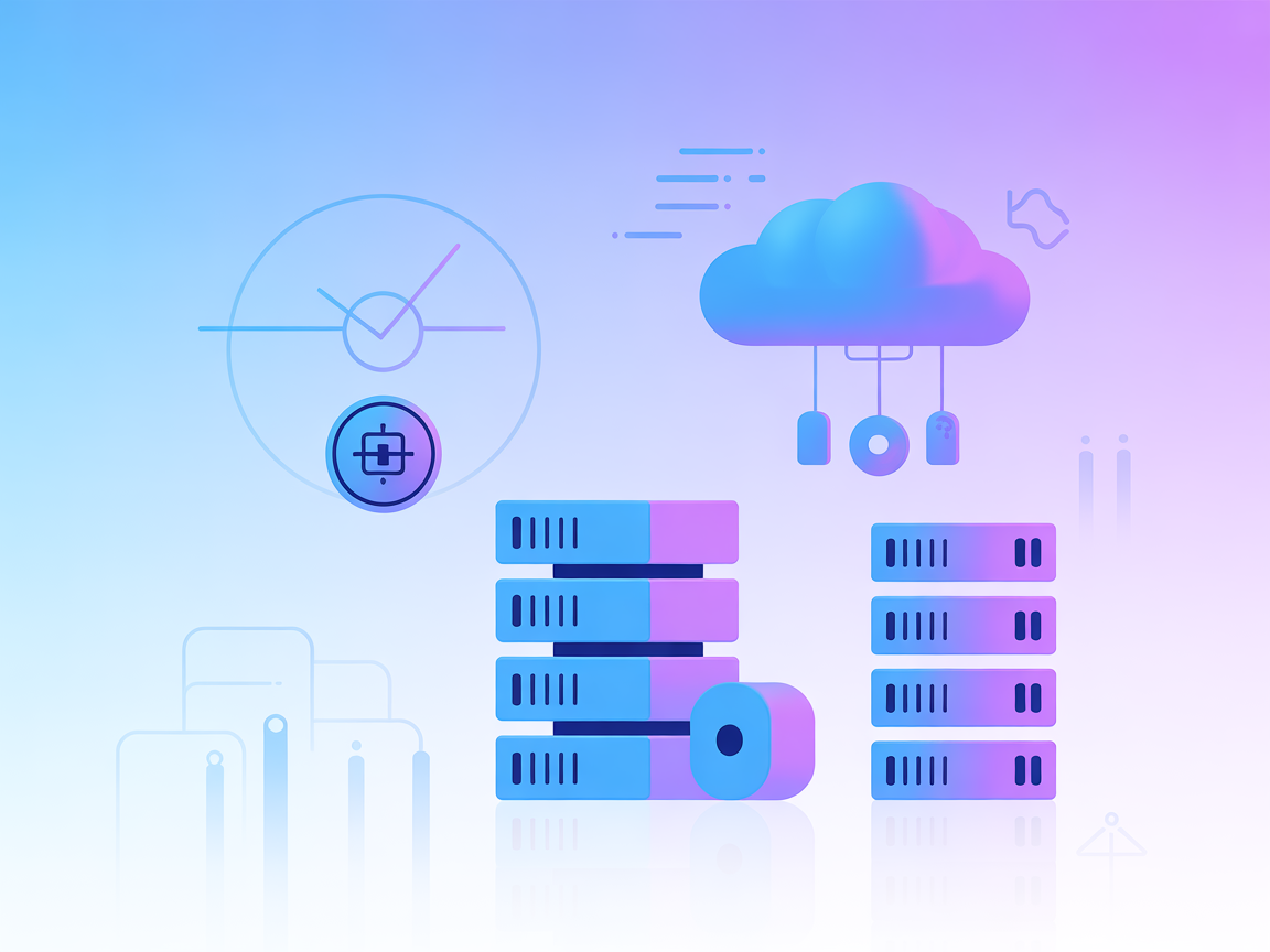Minimalist vector image representing service management and server infrastructure