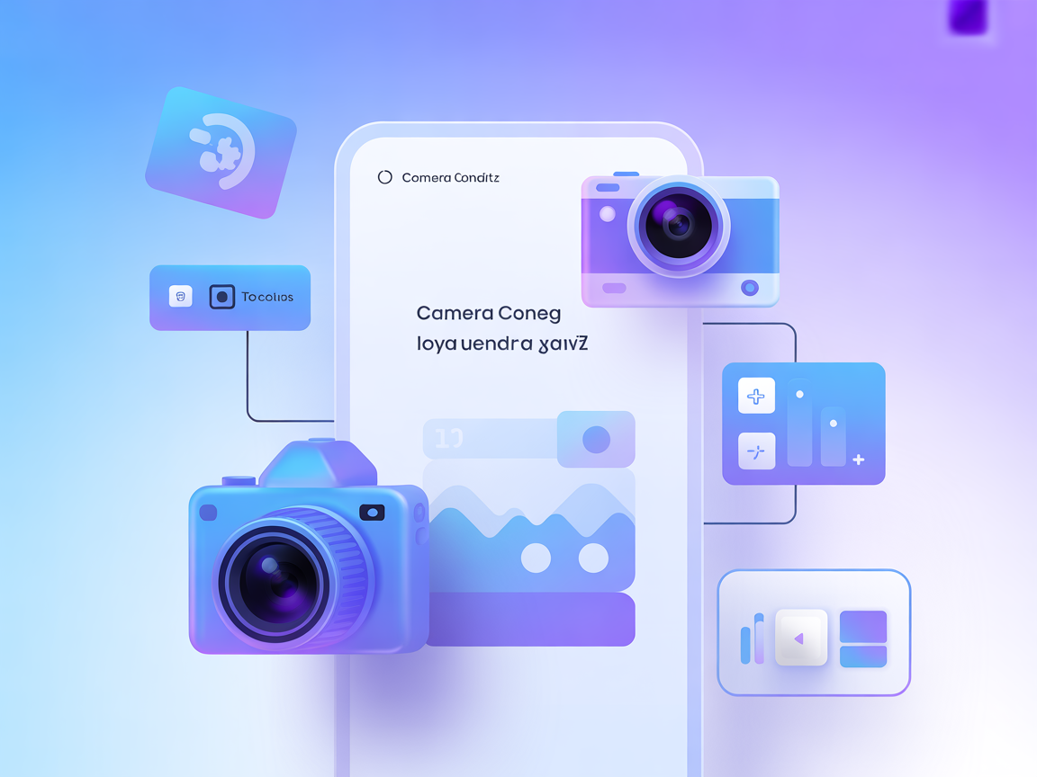 Minimalist vector illustration representing webcam image capture and AI control
