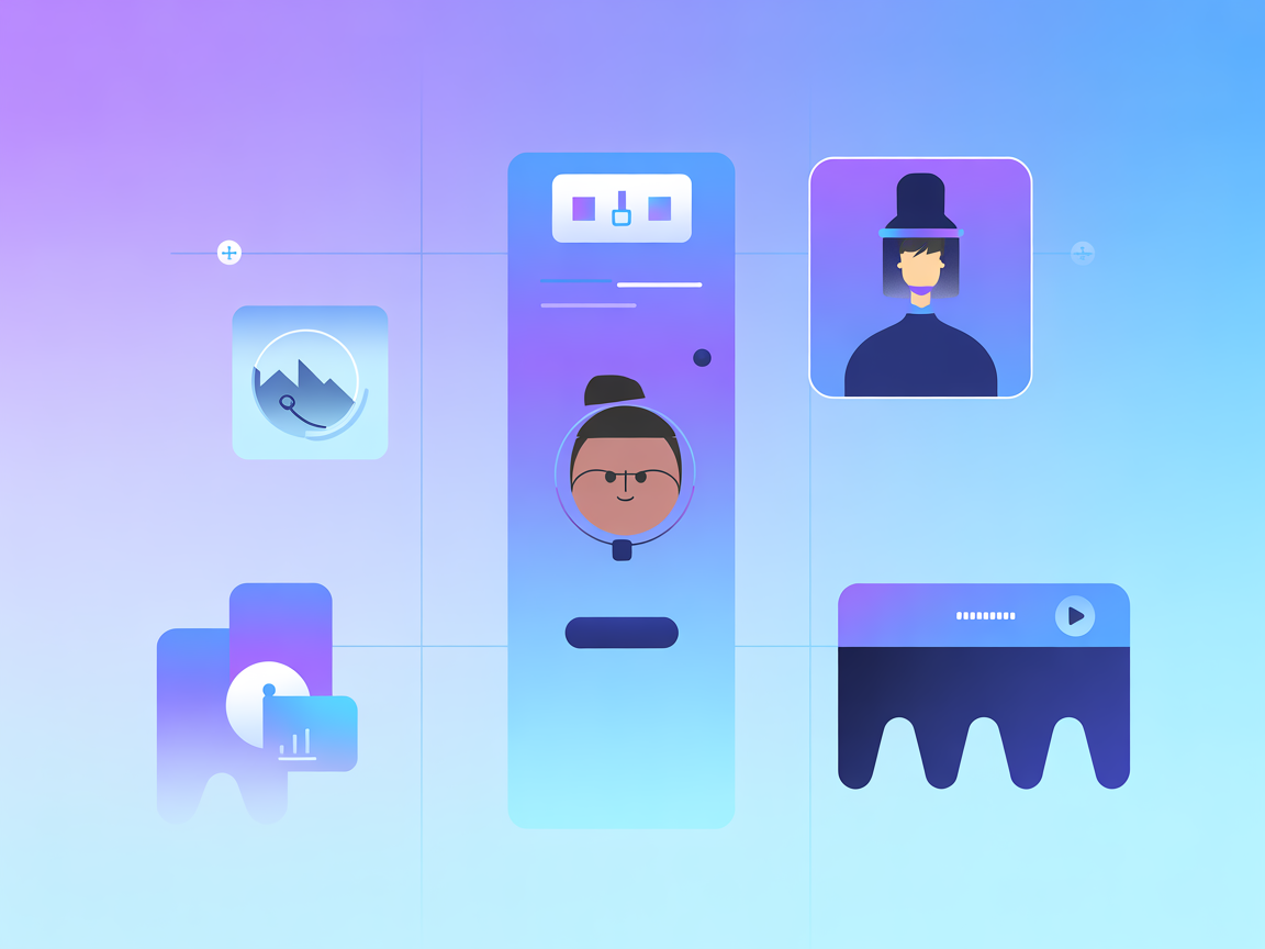 Digital avatar lipsync video creation minimal SaaS illustration