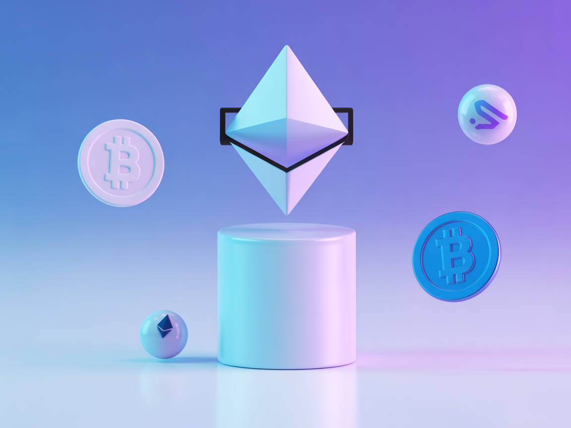 Minimalist cryptocurrency news feed with bitcoin and ethereum icons