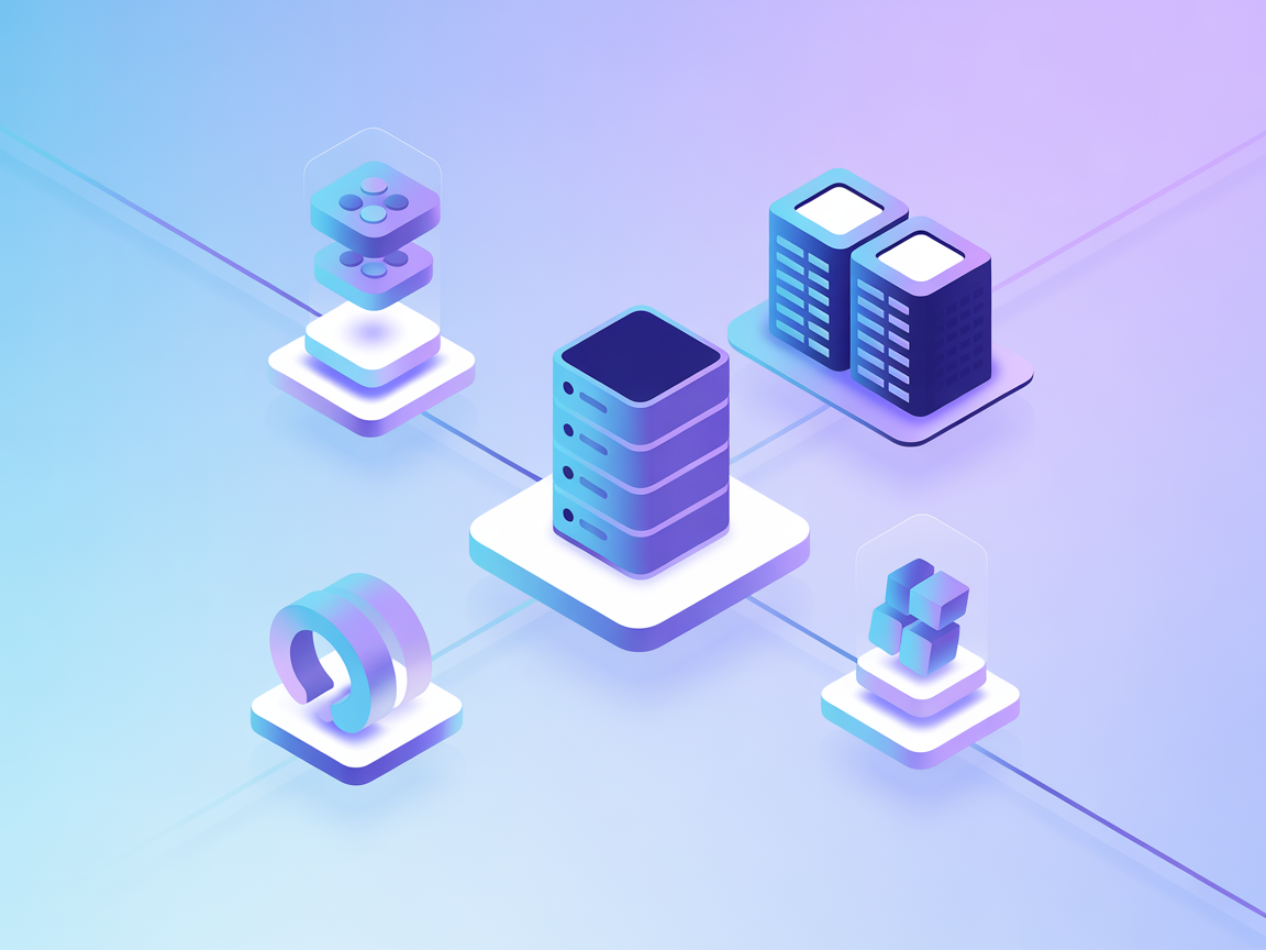 Minimalist vector showing container images, runtime, and integration symbols