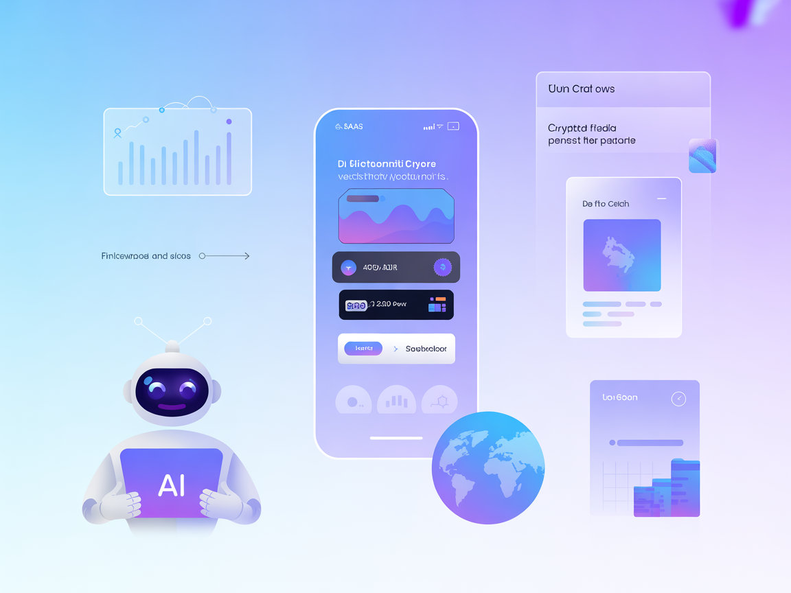 AI agent dashboard displaying crypto news and digital icons