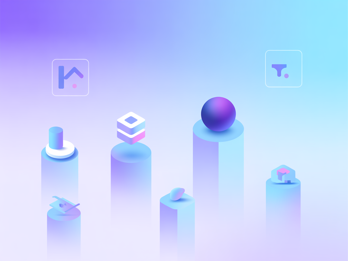 Minimalist SaaS environment with music and analytics icons