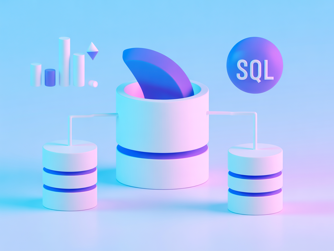 Minimalist vector image representing SQL query and analytics