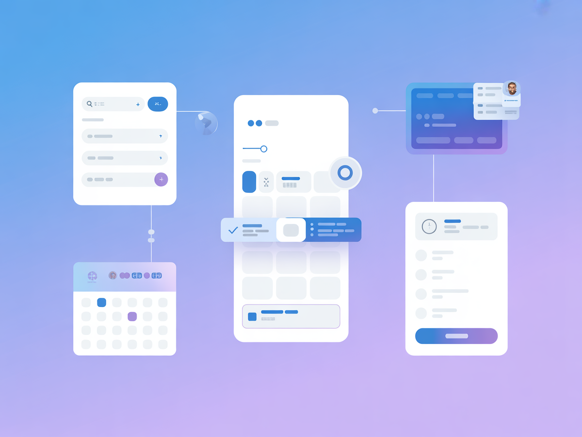 Minimalist SaaS illustration for search filters and event tickets