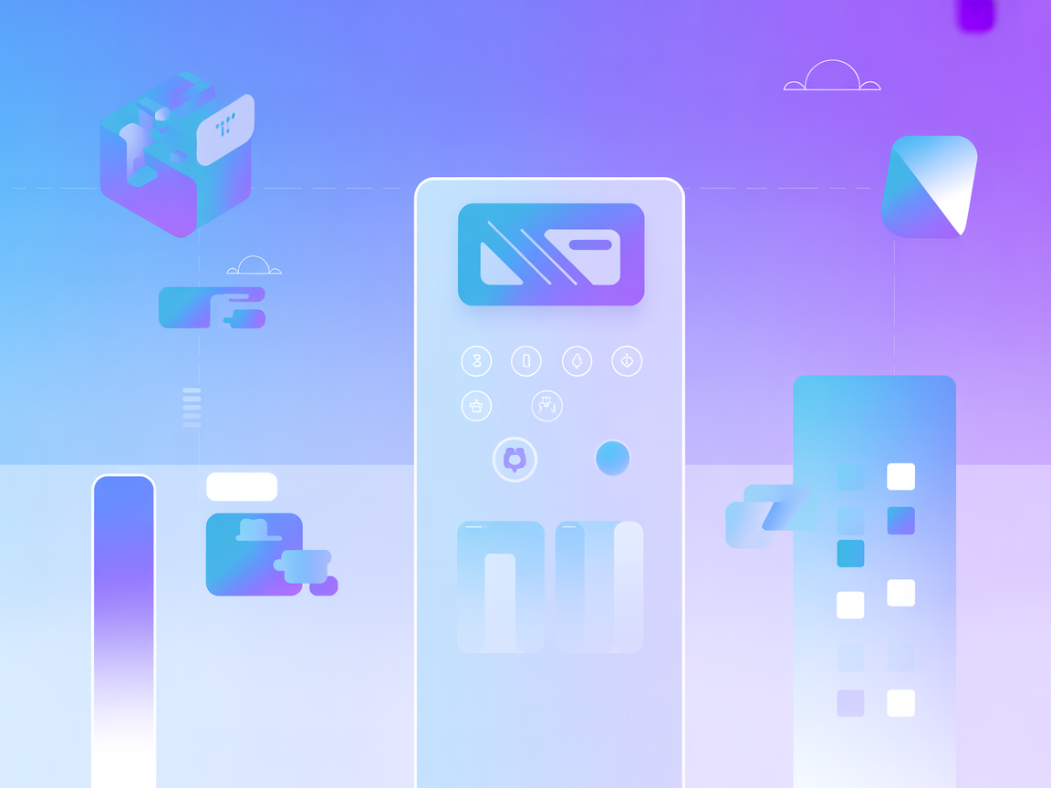 Minimalist SaaS integration illustration with API, data, and AI agent icons
