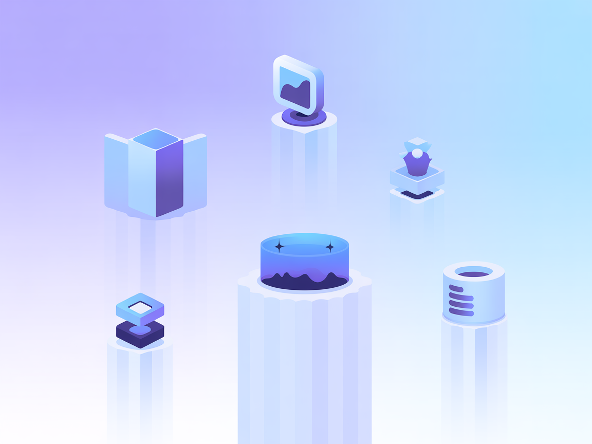Minimalist vector illustration of app and build automation tools