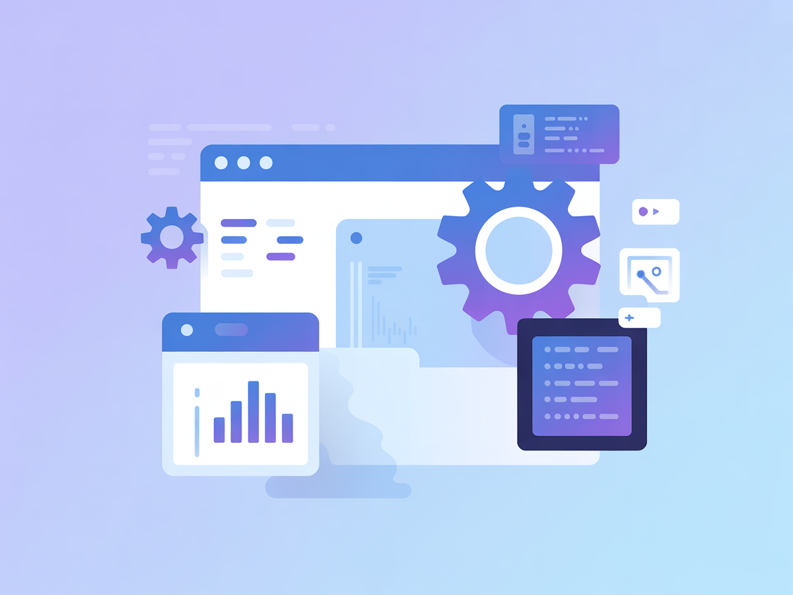 Vector illustration of server, cloud, files, and settings icons