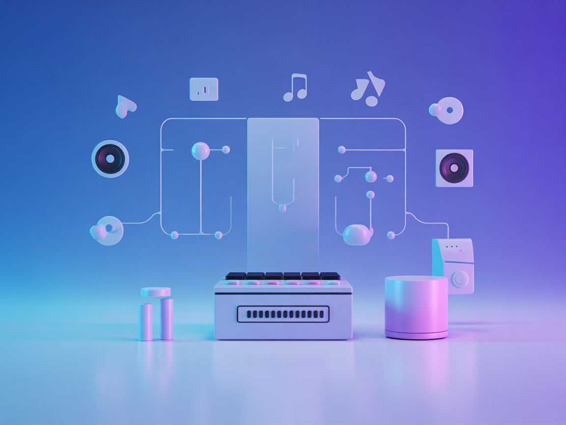 Minimalist server connecting music and AI icons