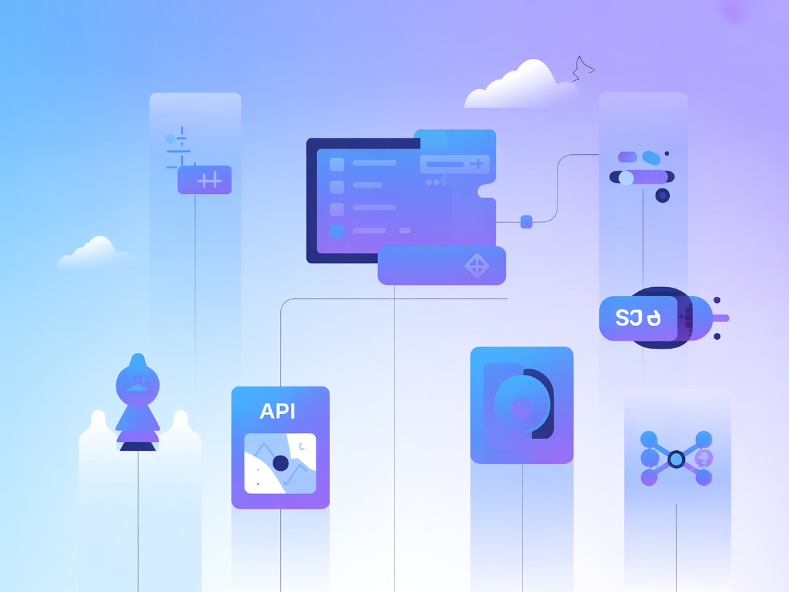 Vector art showing API endpoints and tool integration