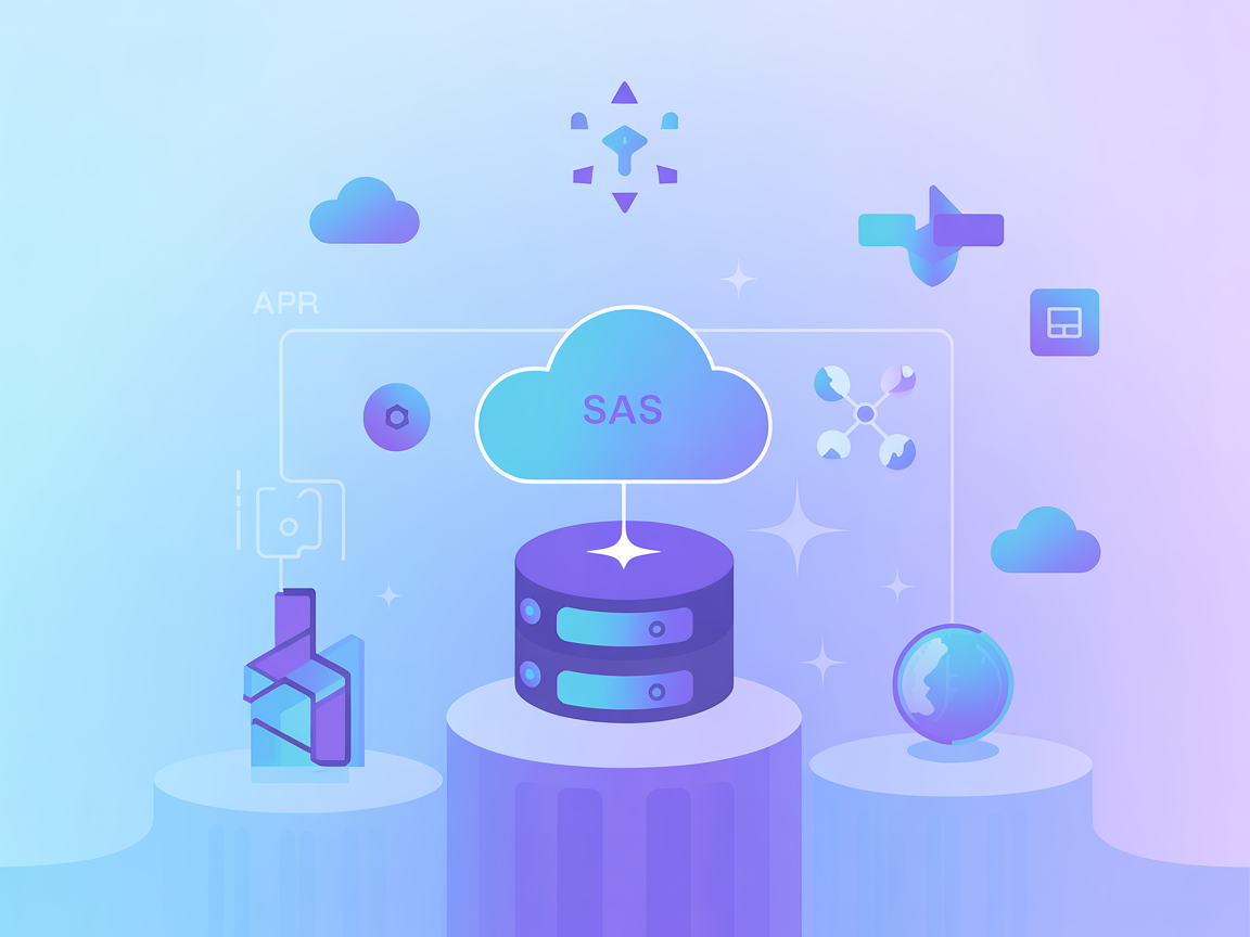 Vector icons for cloud search, databases, and API integration in a minimalist SaaS style