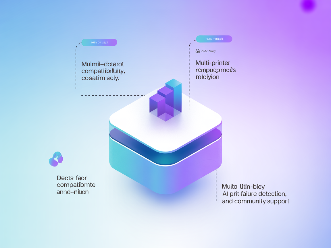 Minimalist vector image of secure cloud, privacy, and simple setup for 3D printers