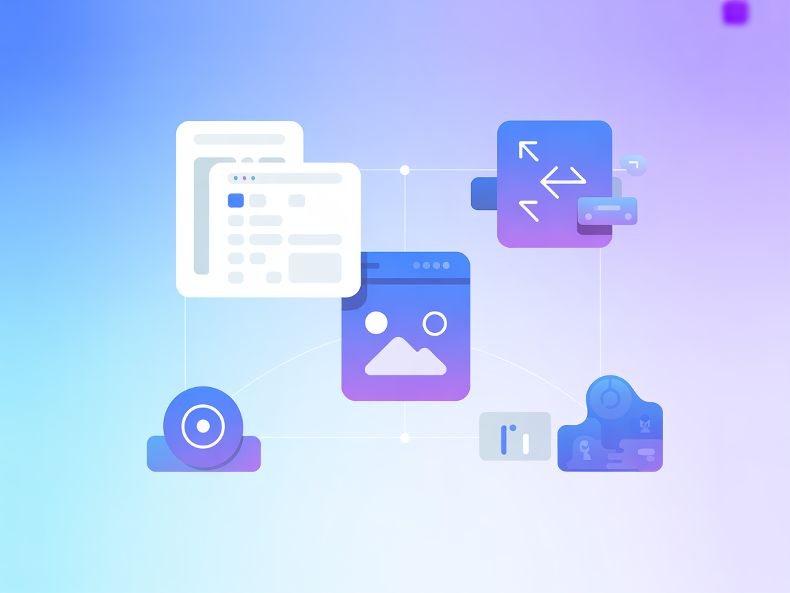 Minimalist vector showing web content retrieval and AI assistant