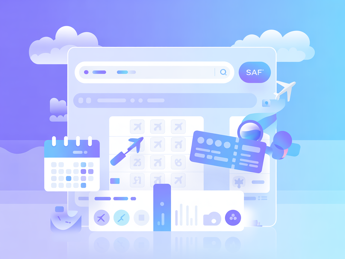Minimalist vector: flight, globe, server, AI integration