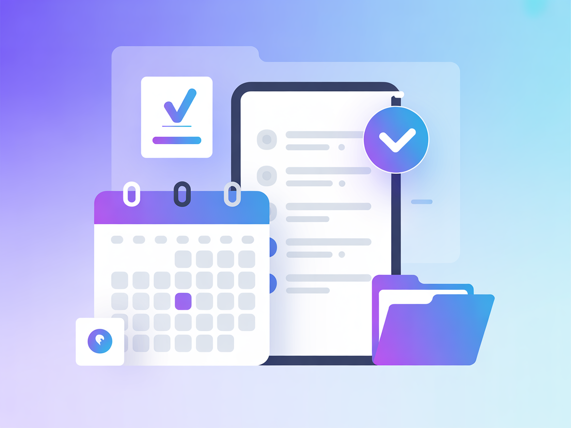 Minimalist icons for checklist, calendar, and project folders