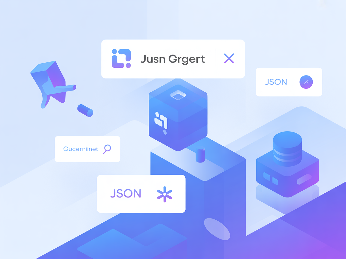 Minimalist illustration showing AI querying JSON data