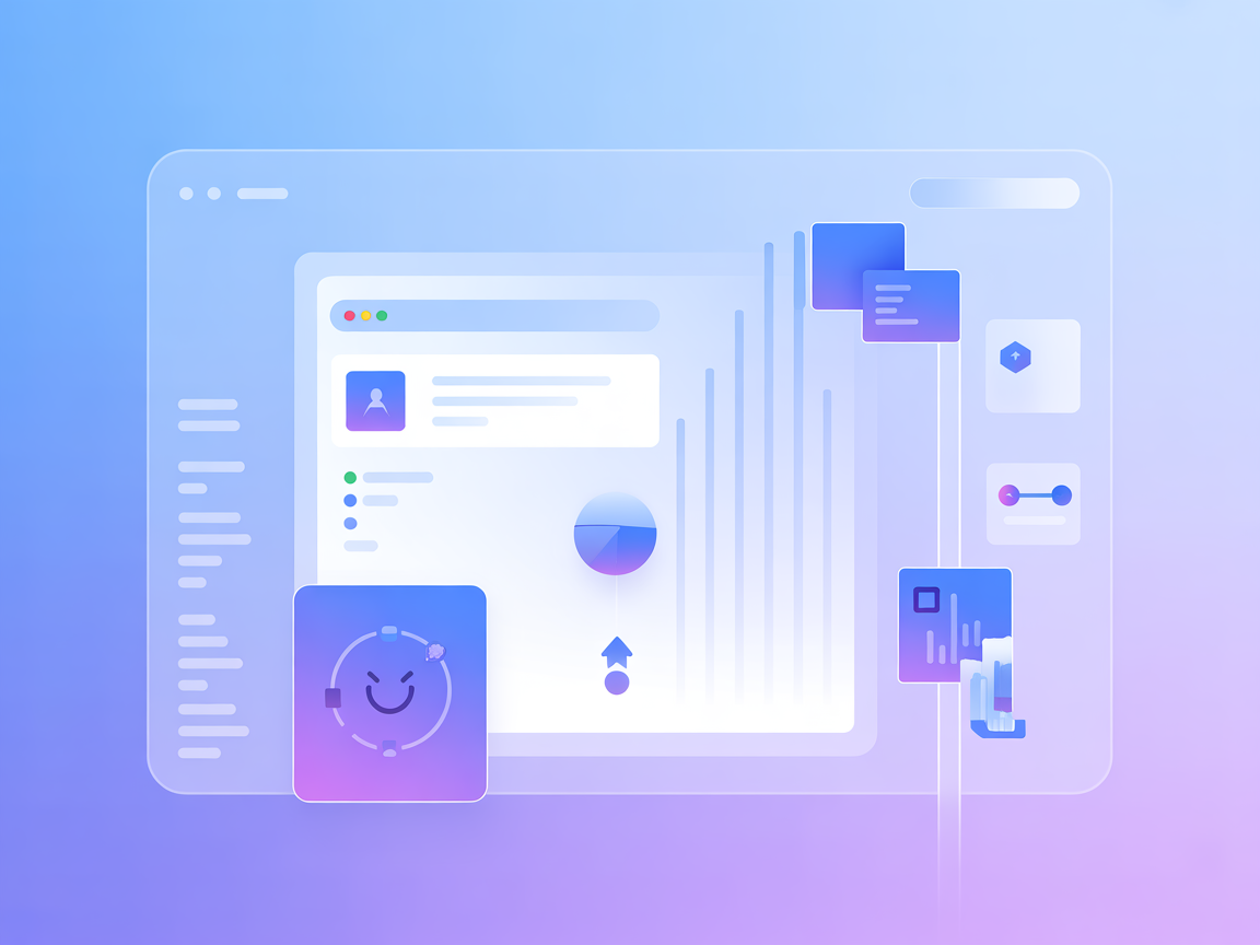 Minimalist web data extraction icons, gradient environment