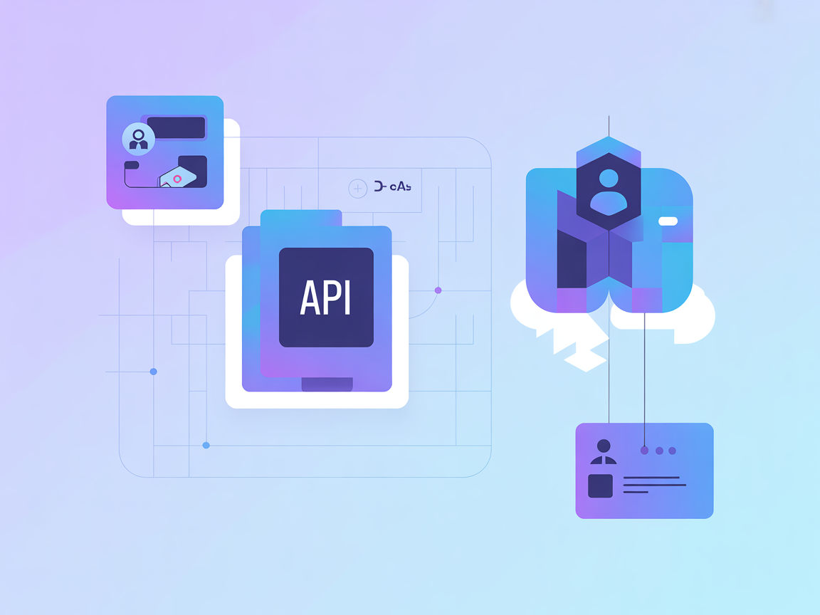 Minimalist illustration showing API and code symbols
