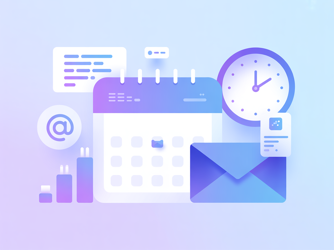 Minimalist illustration with email, cloud server, AI agent, and integration symbols