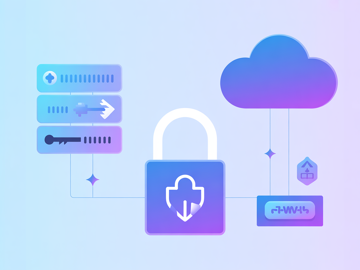 Minimalist illustration of secure API authentication and cloud security