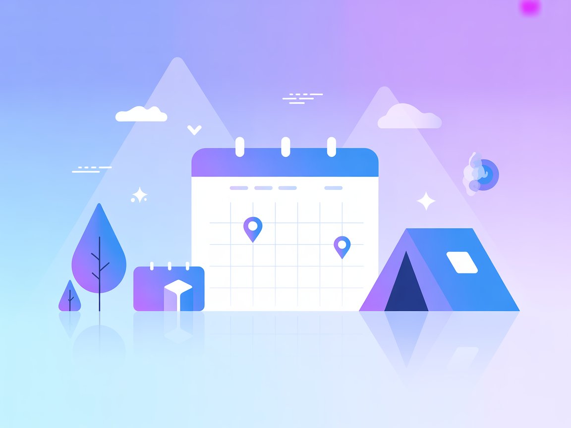 Minimalist AI camping integration illustration