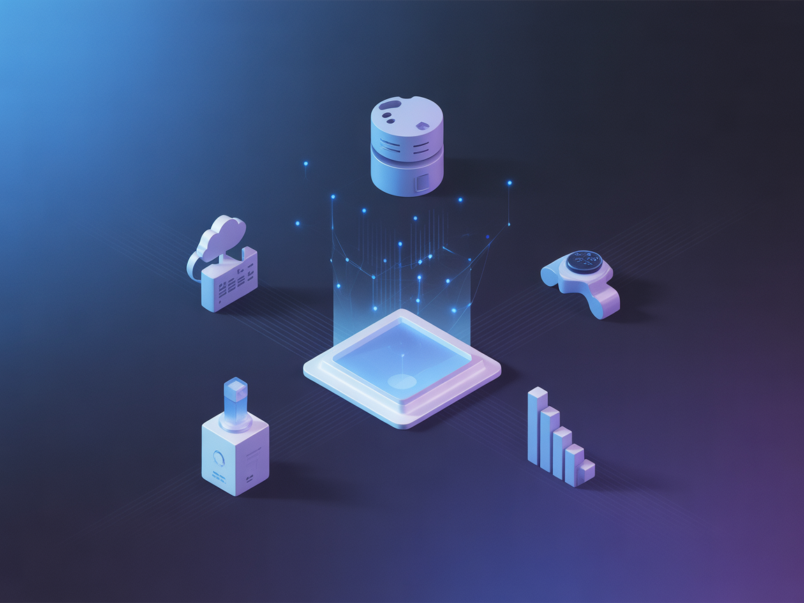 Minimalist illustration showing AI and knowledge base integration