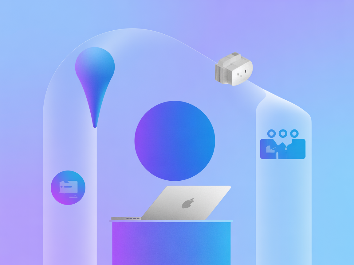 Minimalist SaaS vector showing PowerPoint automation tools