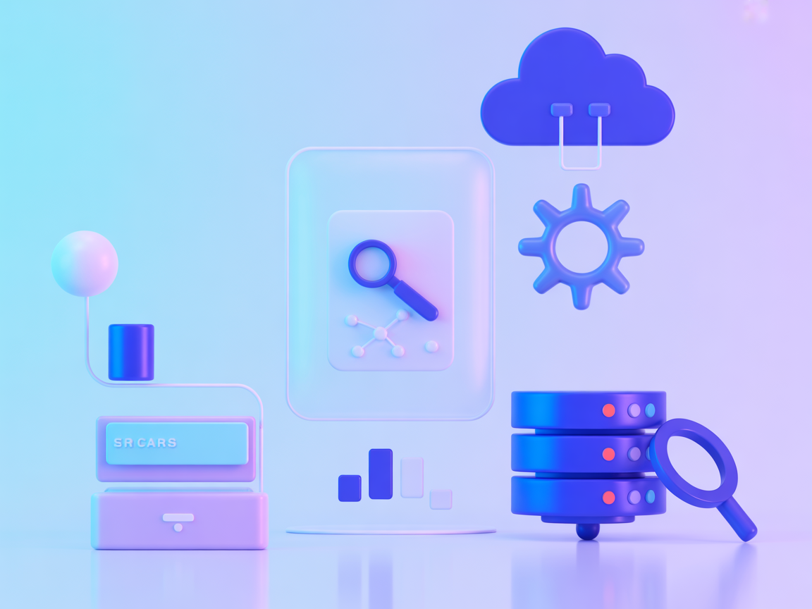 Minimalist cloud server, query scaling, and optimization icons