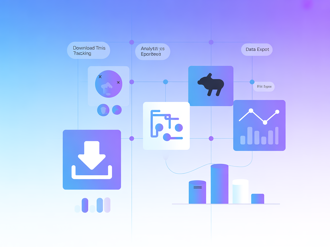Vector objects representing download tracking, analytics, and data export