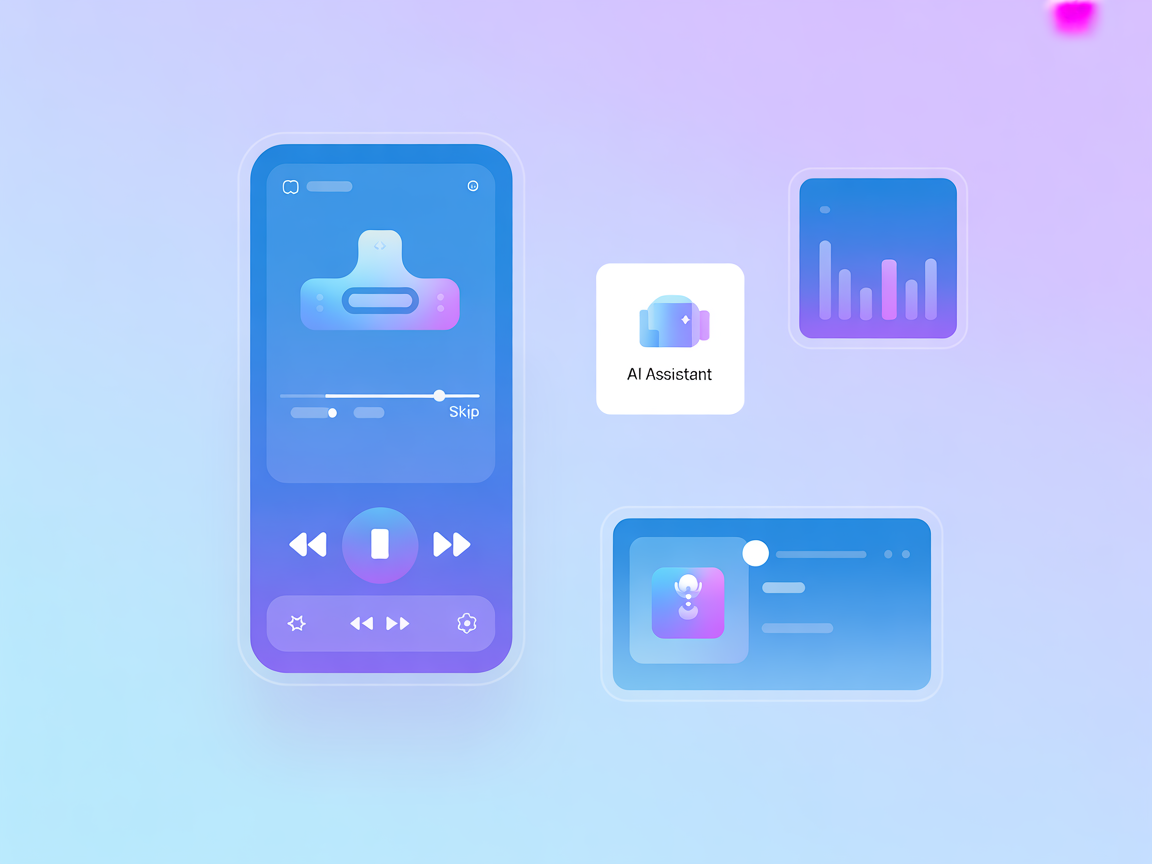 Minimalist Spotify controls and AI symbols