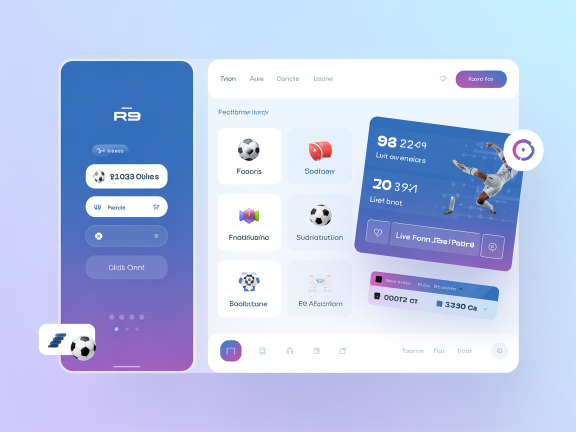Minimalist icons for football events, cards, substitutions, and live feed