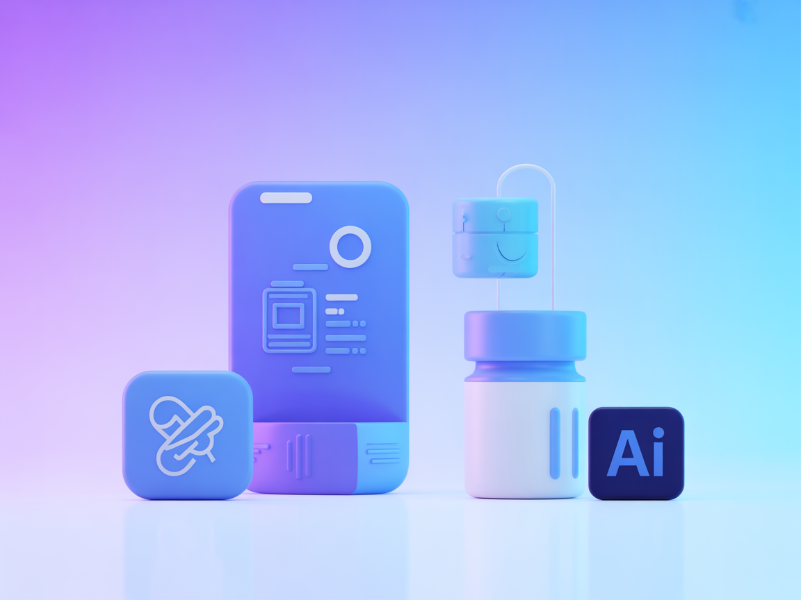 Minimalist vector image representing Blender and AI integration