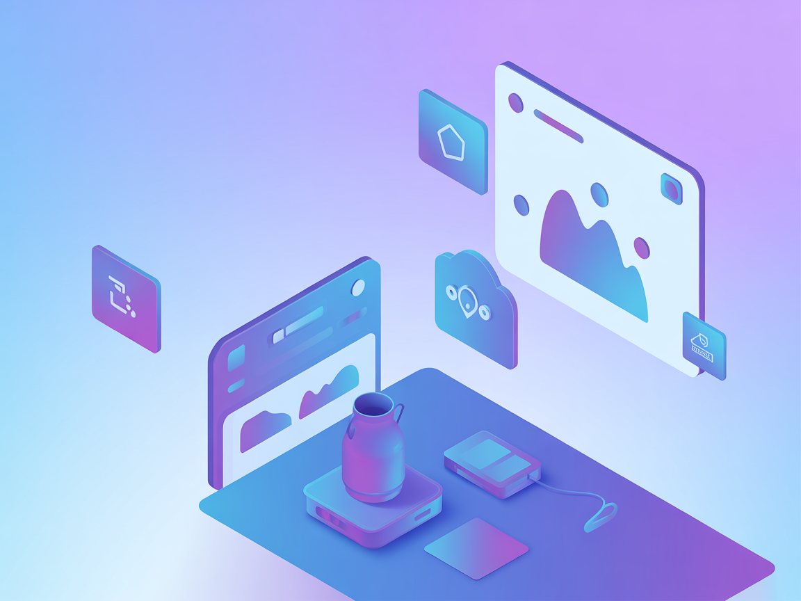 Vector smart home device icons in a minimalist SaaS setting